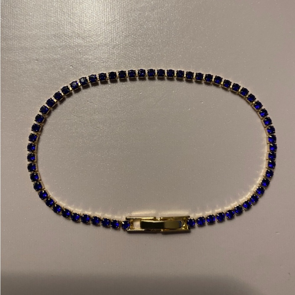4CT Blue Lab Created Diamond Tennis Bracelet 14K Gold Plated